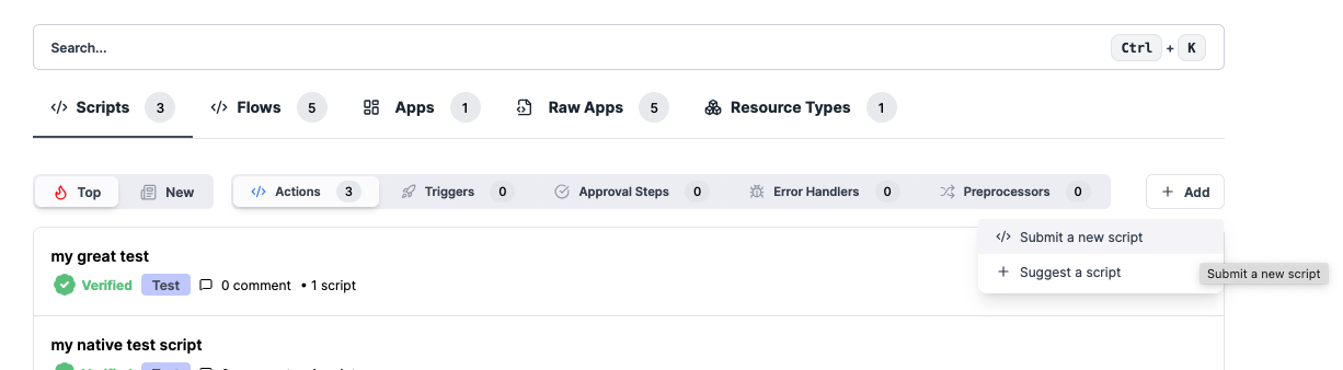 Submit a new script from the Hub Submit a new script from the Hub