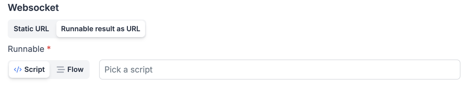 WebSocket URL as runnable result WebSocket URL as runnable result