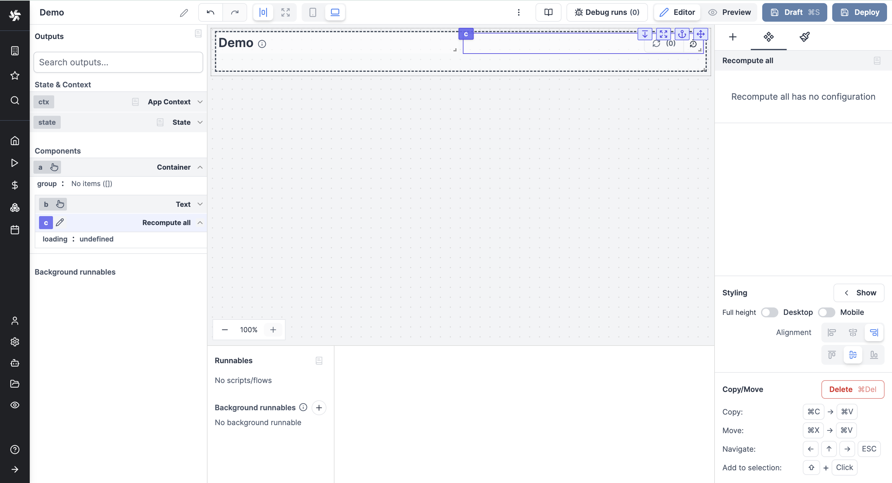 Top bar Text Top bar Recompute all